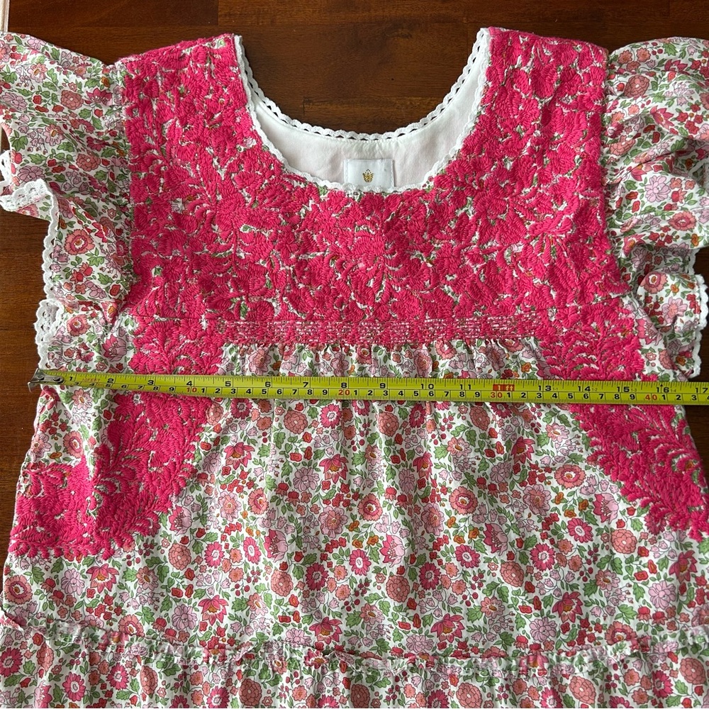 J Marie Rosalee Pink ruffle floral sleeveless tiered embroidered dress - Picture 7 of 9